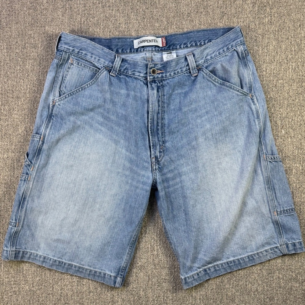 Levi's‎ Carpenter Denim Utility Shorts W38 Blue Workwear 11 Inch Inseam